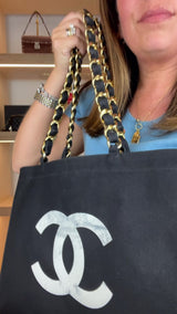 Chanel Black Canvas CC Vintage Chain Tote