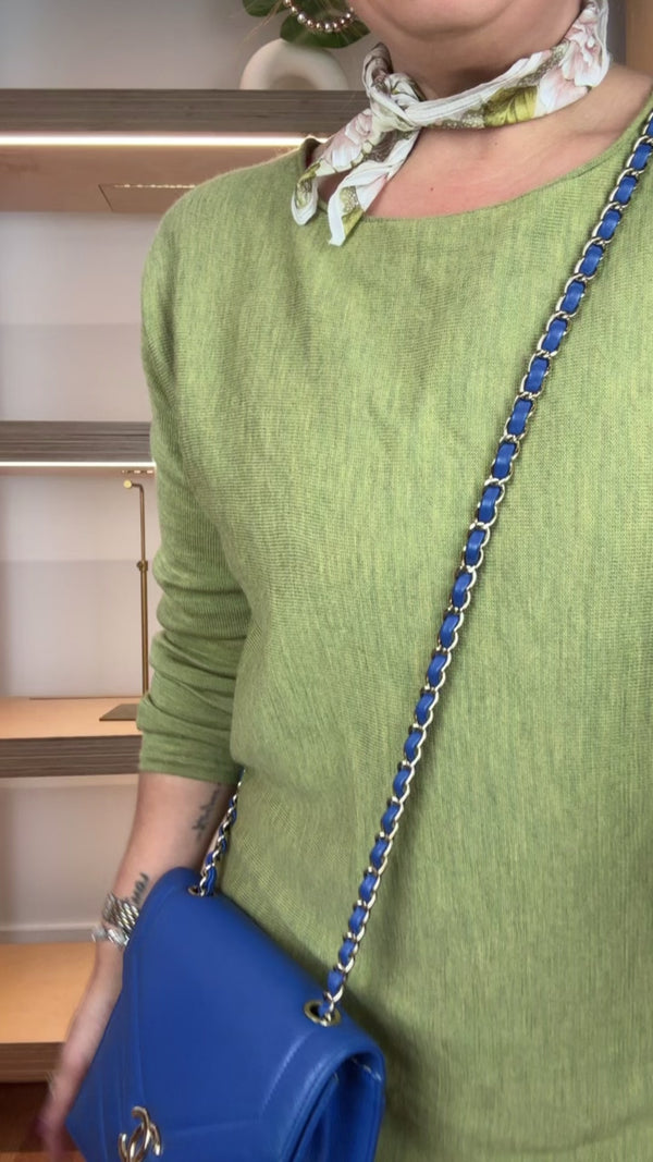 Chanel Blue Calfskin Coco Envelope Flap Bag