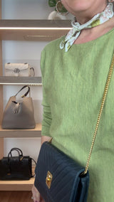 Chanel Vintage Navy Chevron Lambskin Flap