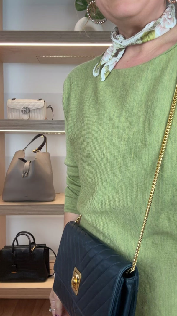 Chanel Vintage Navy Chevron Lambskin Flap