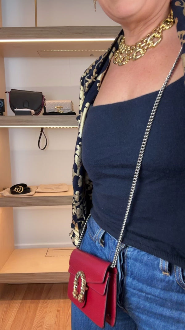 Gucci Red Leather Dionysus Super Mini (FULL SET)