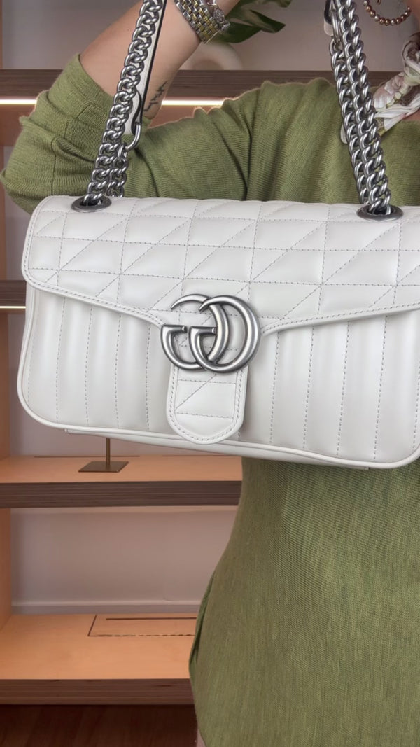 Gucci Off White Leather Marmont Flap