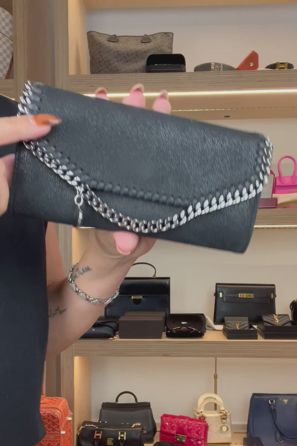Stella McCartney Black Falabella Continental Wallet