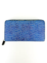 Louis Vuitton Blue Epi Zip Wallet W/ Silver Hardware