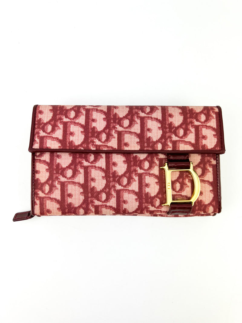 Christian Dior Burgundy Oblique Wallet