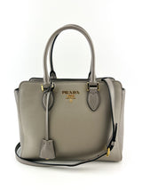 Prada Gray Saffiano Argilla Top Handle