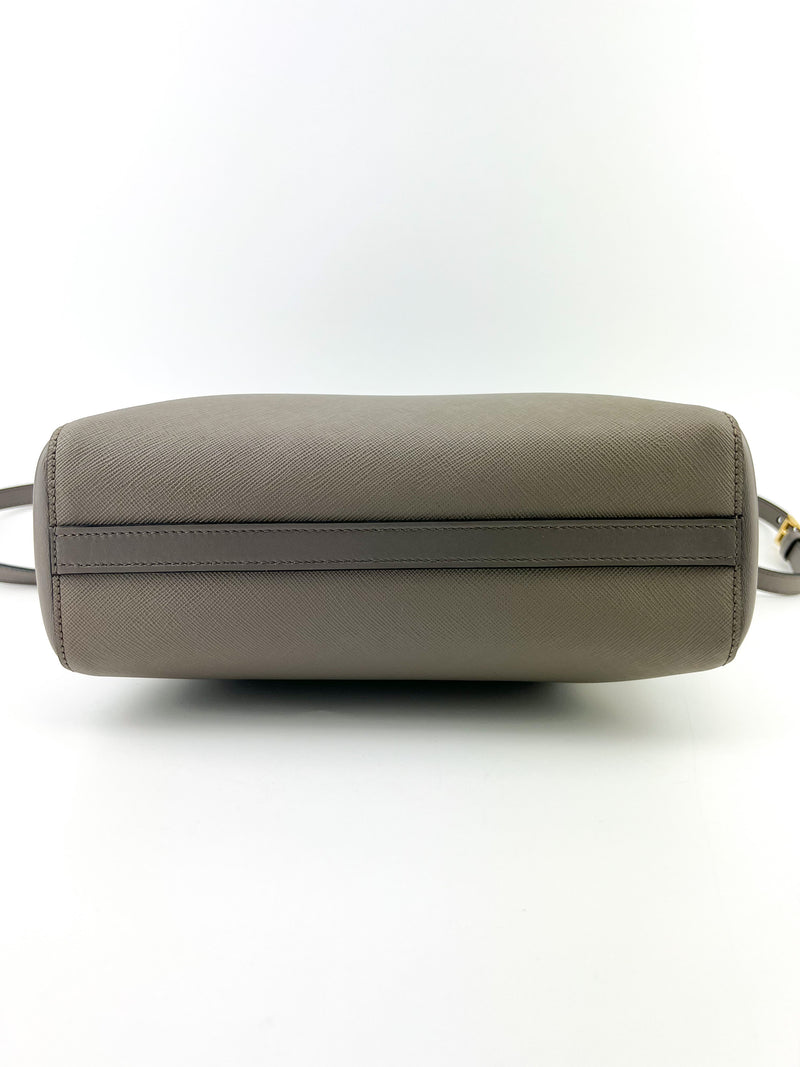 Prada Gray Saffiano Argilla Top Handle