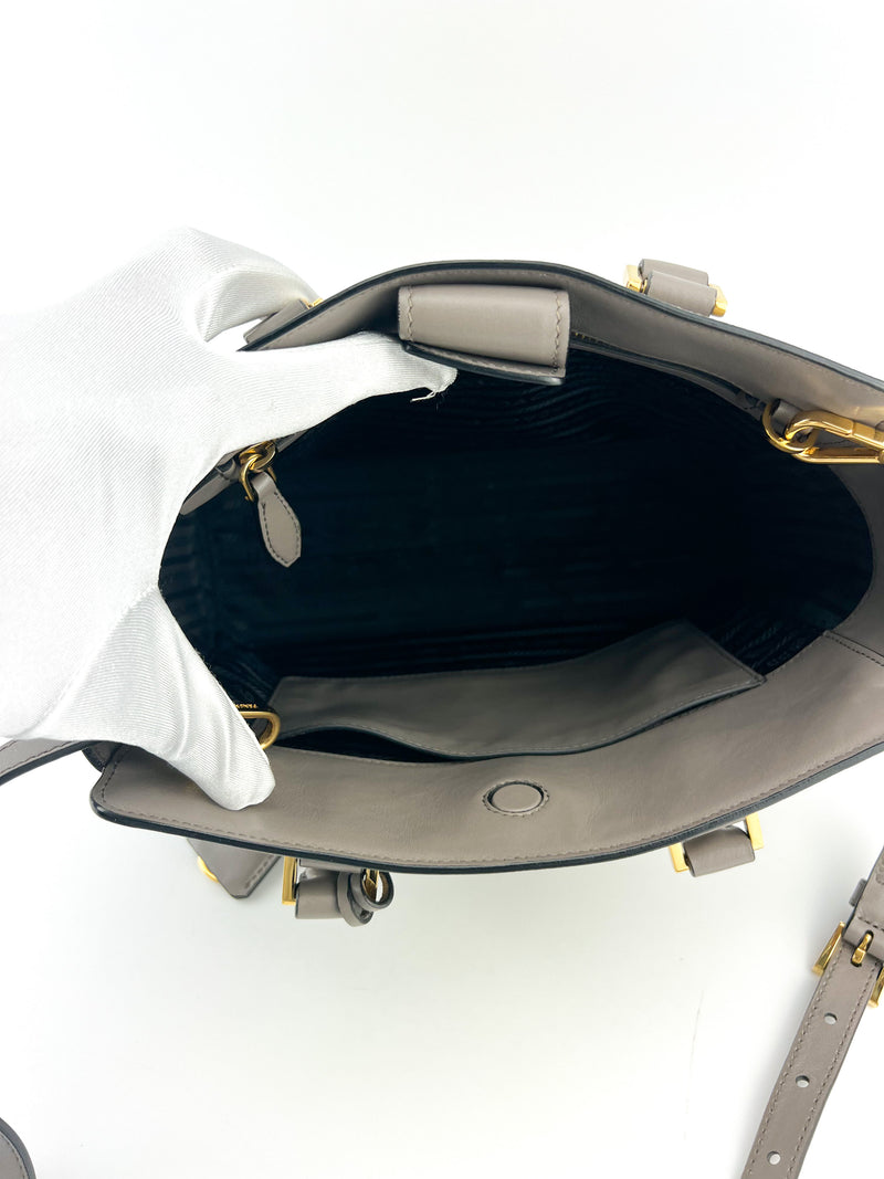 Prada Gray Saffiano Argilla Top Handle
