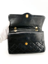 Chanel Vintage Black Quilted Lambskin Dual Tone Double Flap
