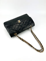 Chanel Vintage Black Quilted Lambskin Dual Tone Double Flap
