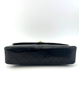 Chanel Vintage Black Quilted Lambskin Dual Tone Double Flap