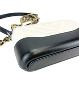 Chanel Small Black White Chevron Aged Calfskin Gabrielle Hobo