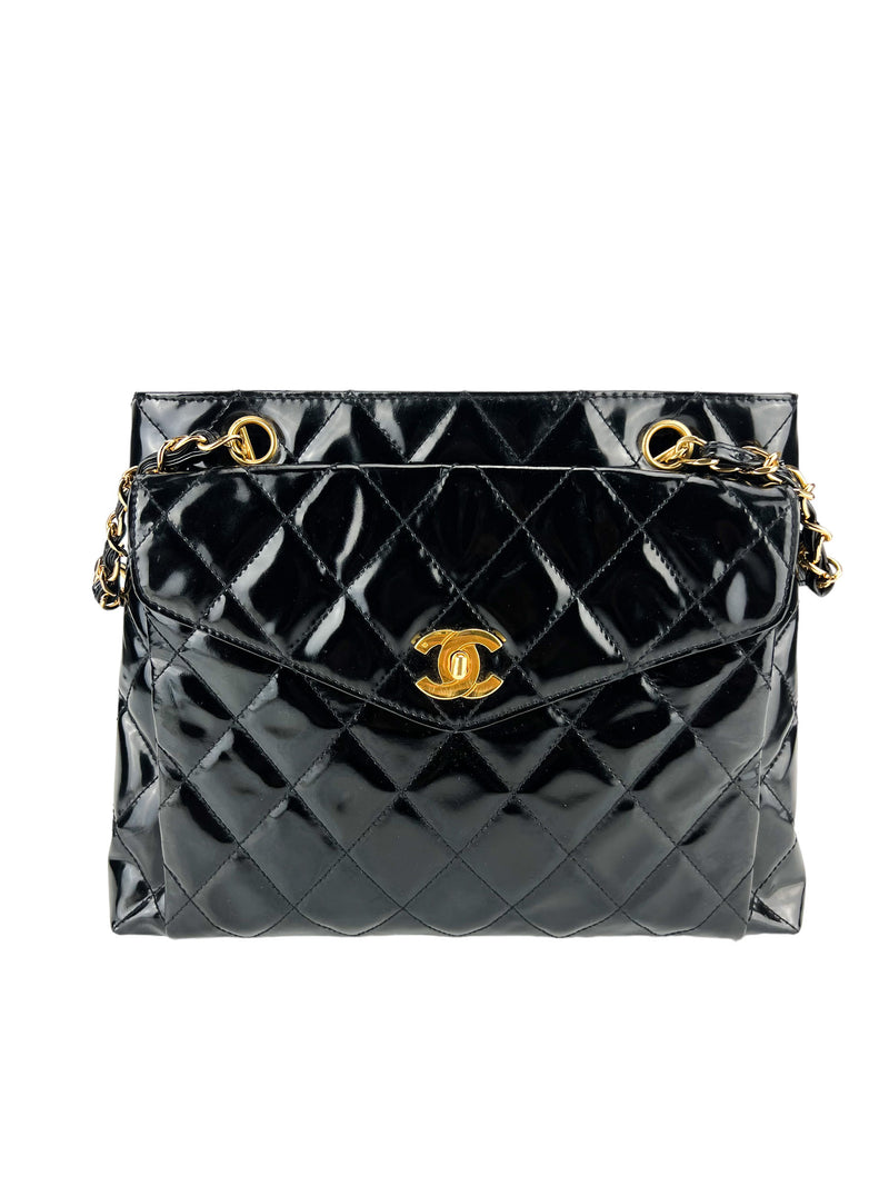 Chanel Black Quilted Patent Leather Front Pocket Tote – Season 2 Consign