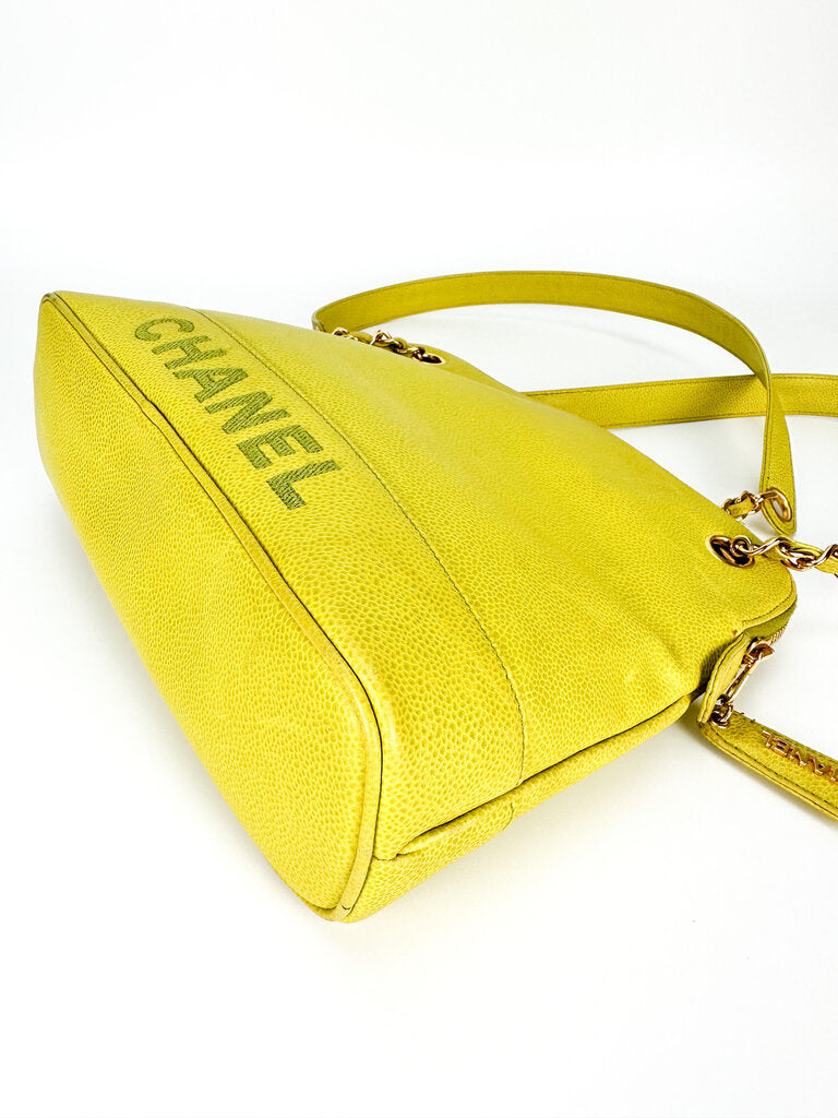 Chanel Yellow Caviar Chain Tote