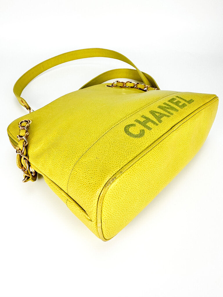 Chanel Yellow Caviar Chain Tote