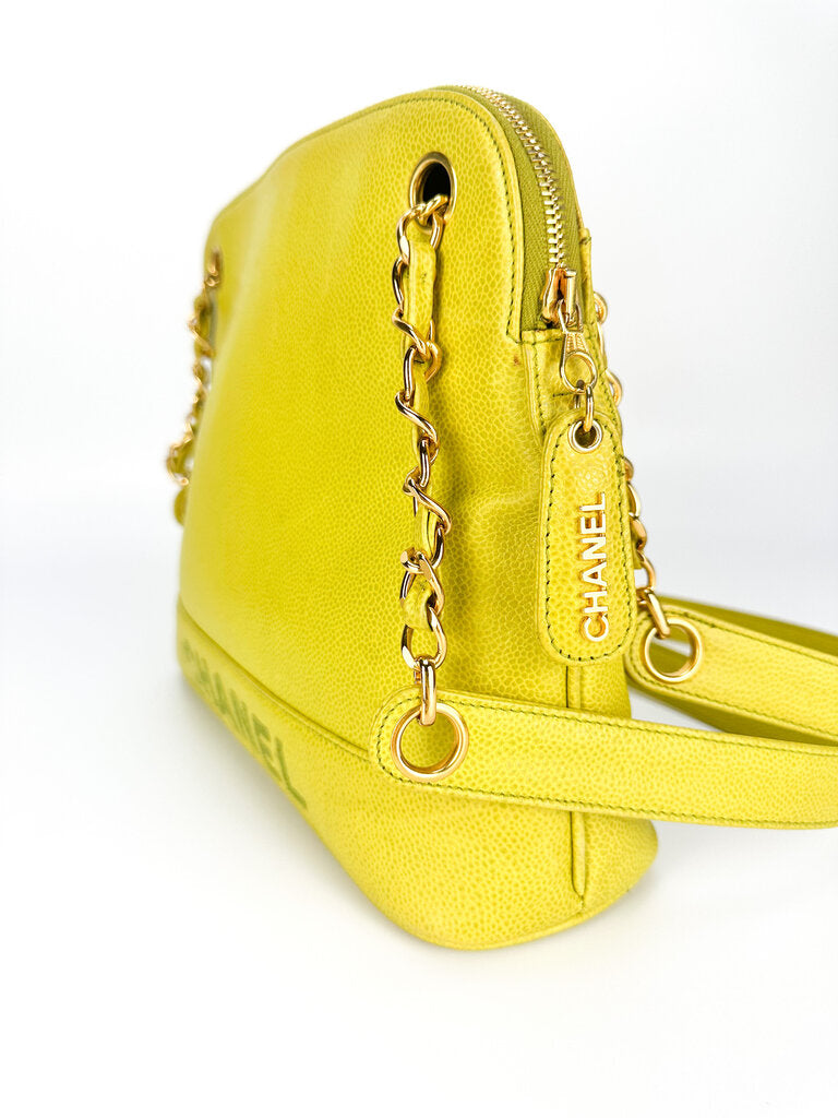 Chanel Yellow Caviar Chain Tote