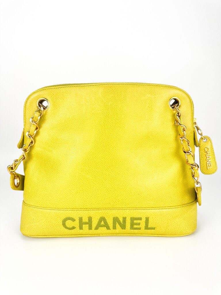 Chanel Yellow Caviar Chain Tote
