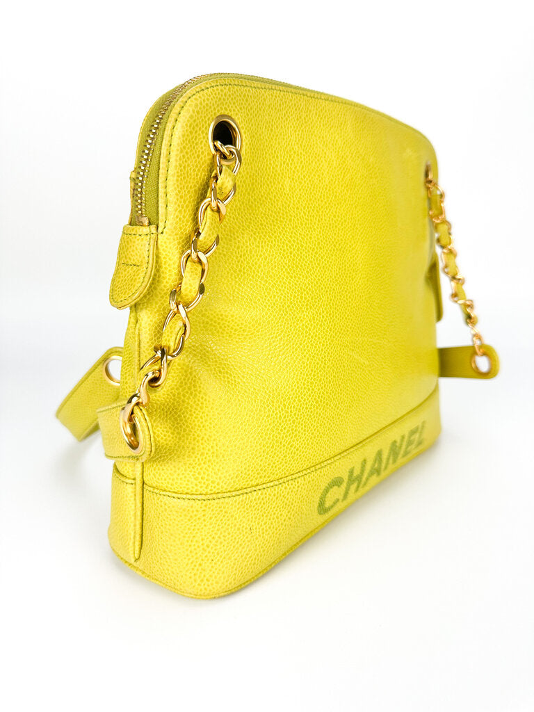 Chanel Yellow Caviar Chain Tote