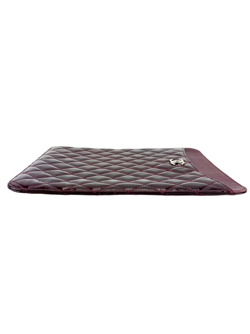 Chanel Burgundy Quilted Patent iPad Case