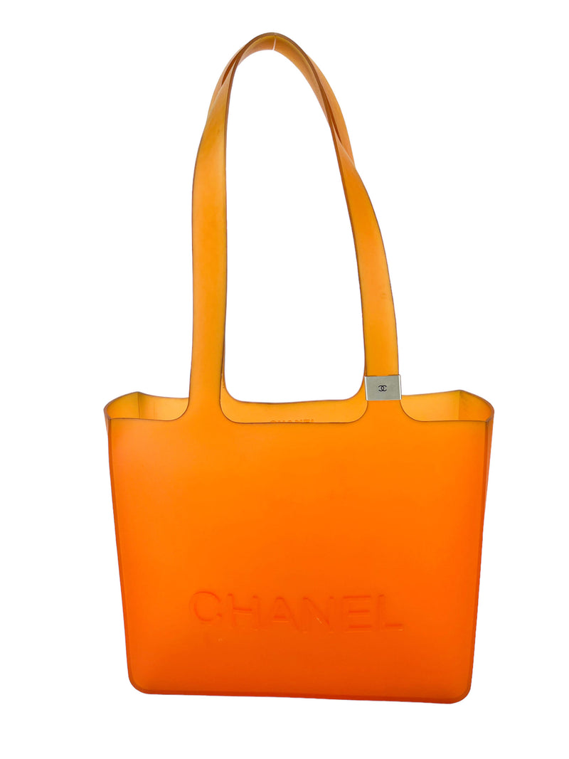 Chanel Orange Translucent Silicone Jelly Tote