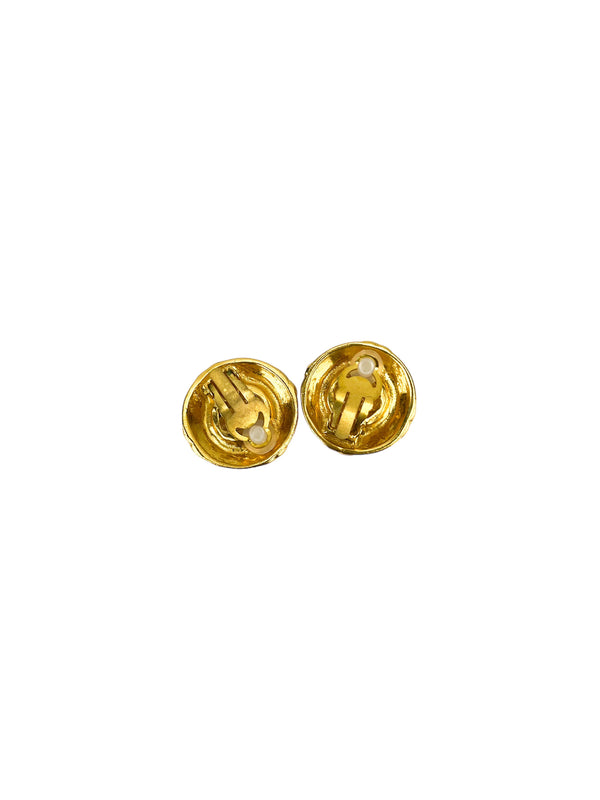 Chanel Pearl And Gold Tone Clip On Earrings