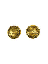 Chanel Vintage Gold Tone Round Clip On Earrings
