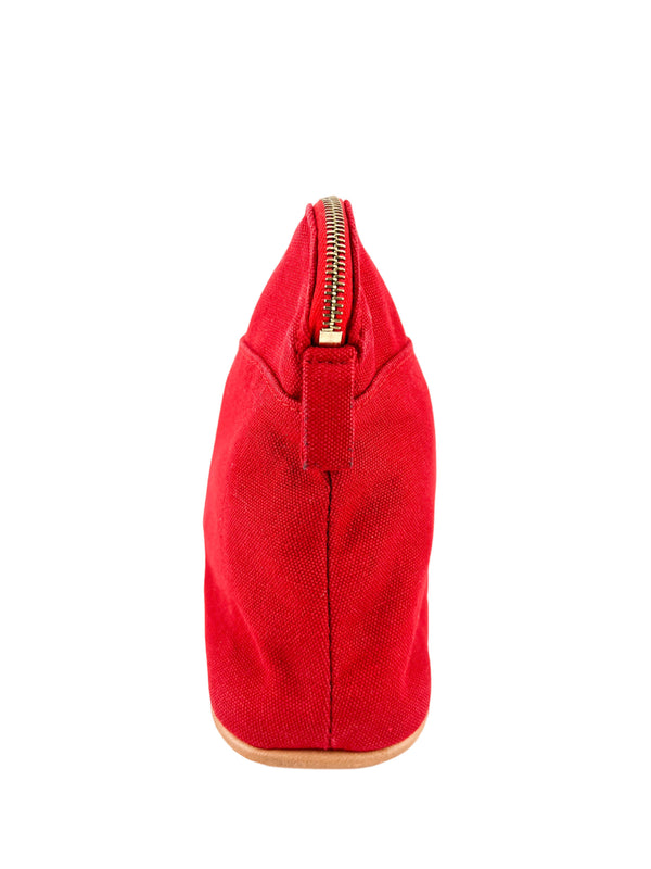 Hermes Red Canvas Bolide Zip Pouch