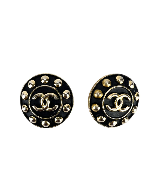 Chanel CC Round Clip on Earrings