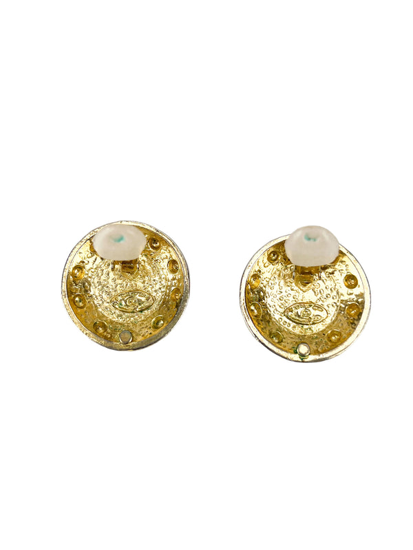 Chanel CC Round Clip on Earrings