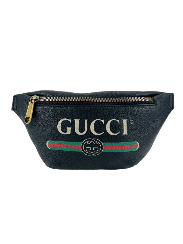 Gucci Small Black Grained Calfskin Waist Bag