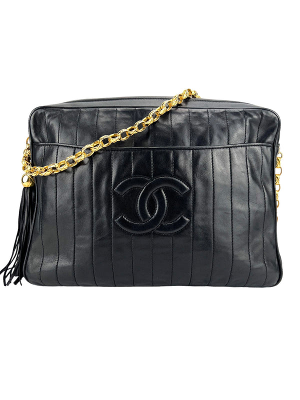 Chanel Vintage Black Lambskin Timeless Camera Bag