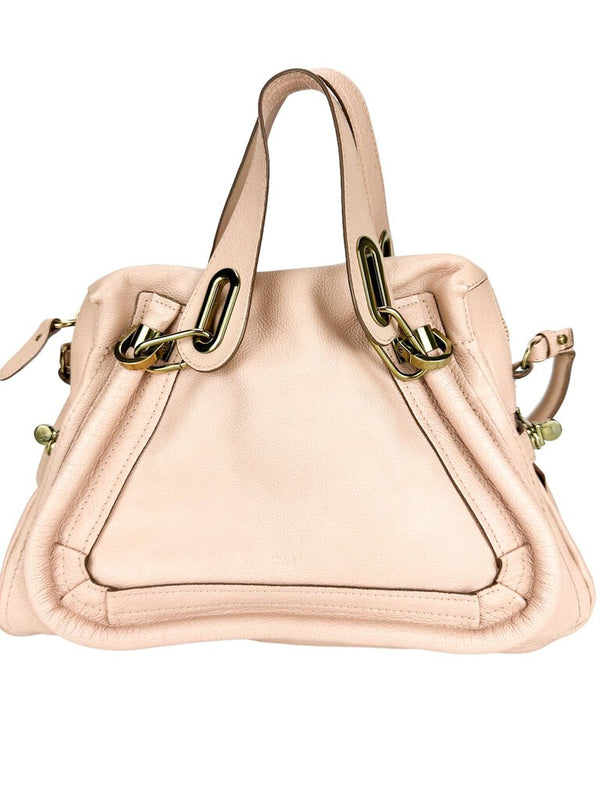 Chloe Pink Grained Leather Paraty Top Handle Bag