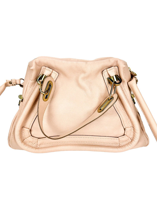 Chloe Pink Grained Leather Paraty Top Handle Bag