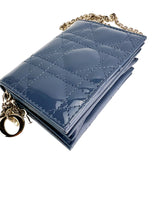Christian Dior Nano Blue Patent Leather Lady Dior Card Holder