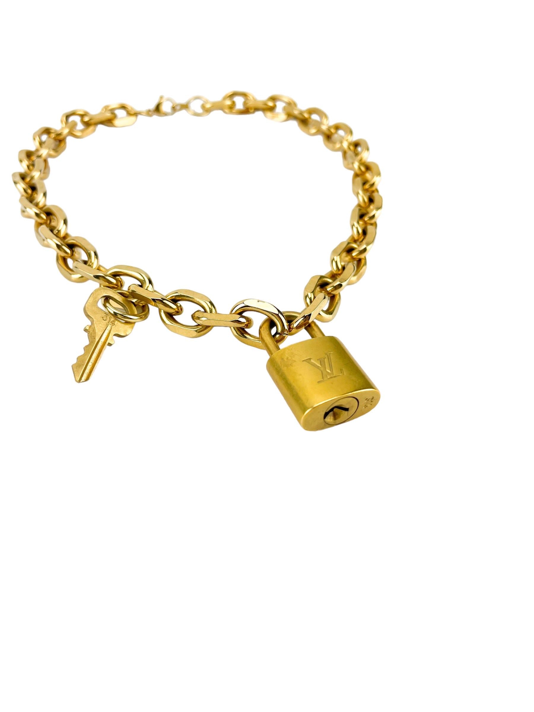 Louis Vuitton Upcycled Padlock Necklace and Key (Non Brand Chain)