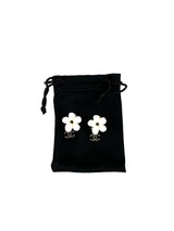 Chanel White Enamel Camilla CC Earrings