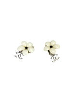Chanel White Enamel Camilla CC Earrings