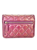 Chanel Mini Iridescent Pink Quilted Lambskin Wallet On Chain WOC