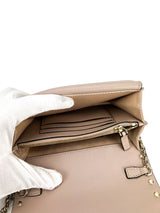 Valentino Taupe Rockstud Wallet On A Chain W/ Duster