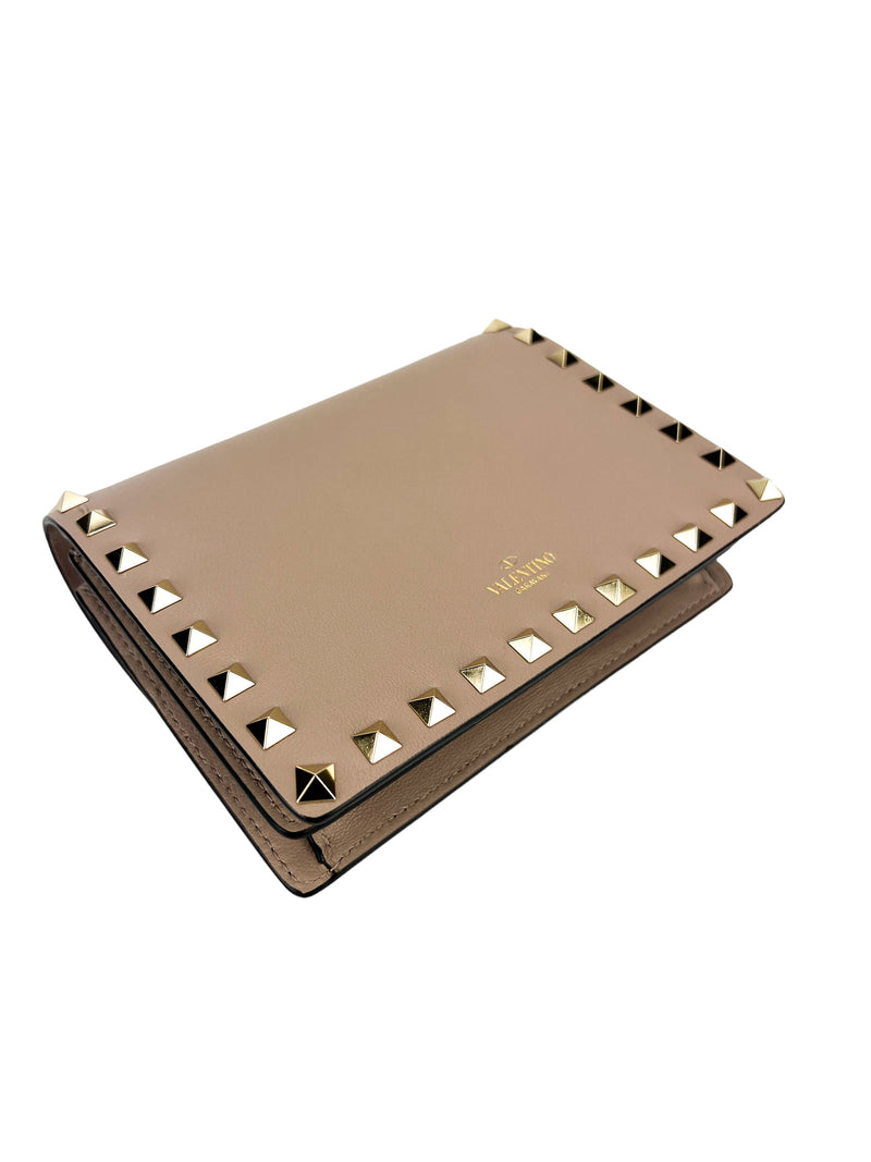 Valentino Taupe Rockstud Wallet On A Chain W/ Duster