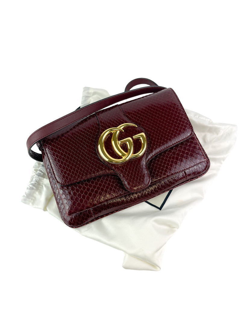 Gucci Burgundy Python GG Arli Crossbody