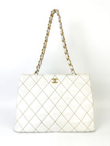 Chanel Vintage White Wild Stitch Chain Strap Shoulder Bag