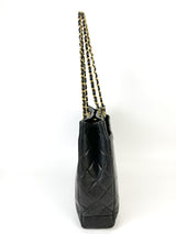 Chanel Vintage Black Quilted Lambskin Shopping Tote