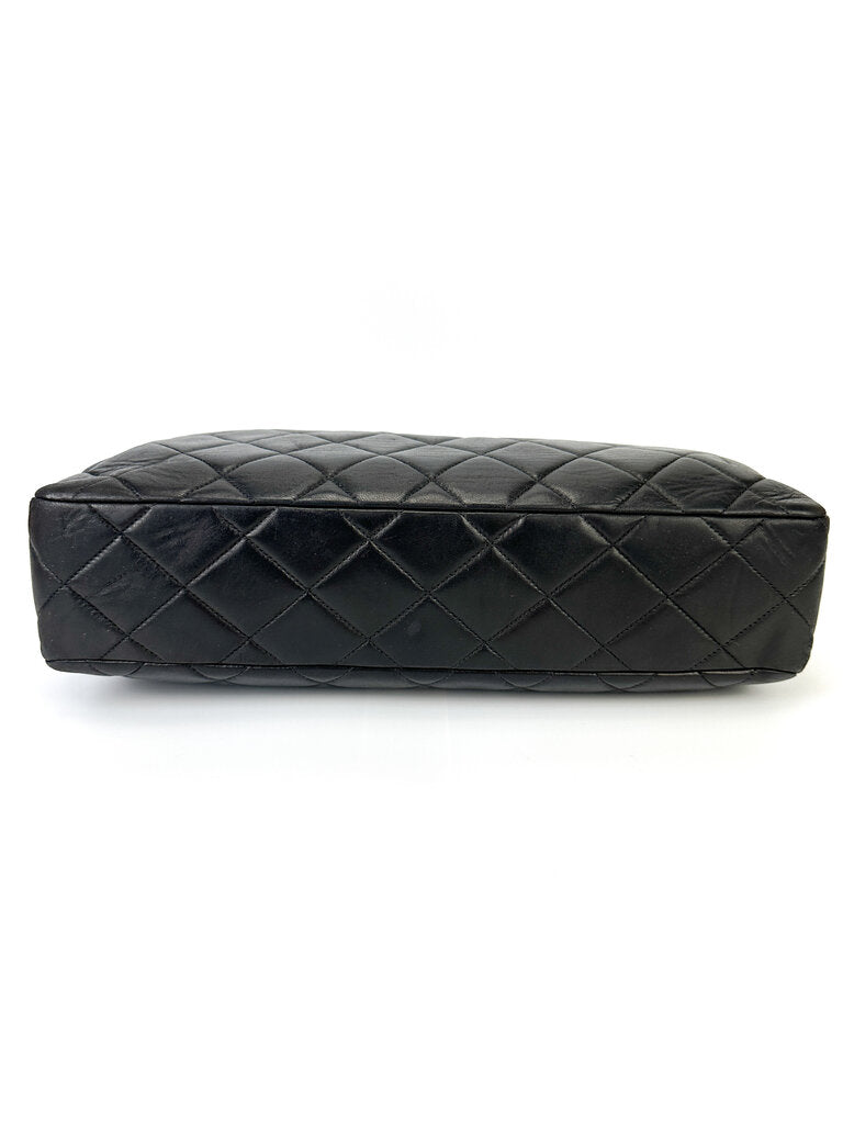 Chanel Vintage Black Quilted Lambskin Shopping Tote