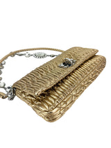 Miu Miu Gold Nappa Leather Crystal Cloque
