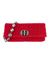 Miu Miu Red Quilted Crystal Cloque
