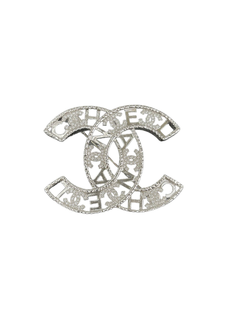 Chanel Silver Crystal CC Brooch (FULL SET)