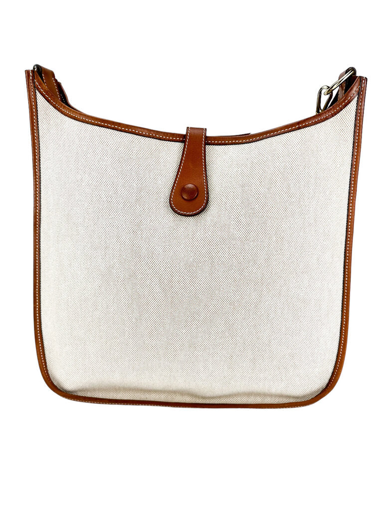 Hermes Beige Canvas Toile Evelyne PM