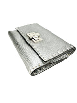 Fendi Silver Leather Peekaboo Wallet