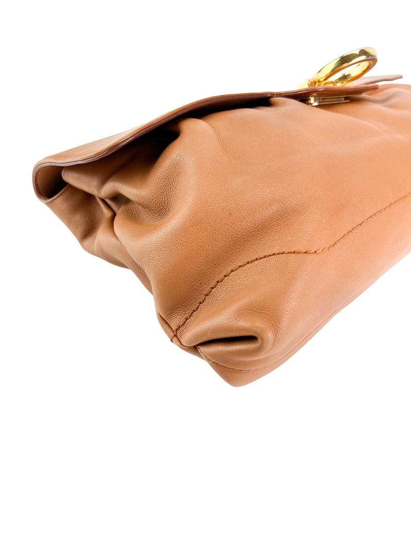 Salvatore Ferragamo Camel Calfskin Shoulder Bag
